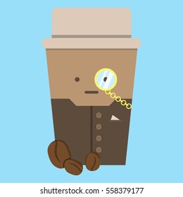 Coffee in a glass, vector image, flat design.