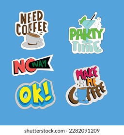 Coffee glass vector sticker illustration for business