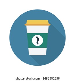 coffee glyph flat vector icon