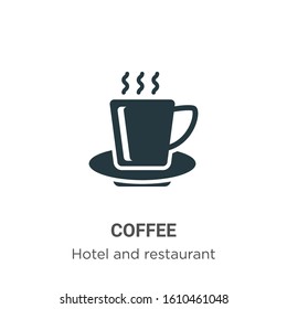 Coffee glyph icon vector on white background. Flat vector coffee icon symbol sign from modern hotel collection for mobile concept and web apps design.