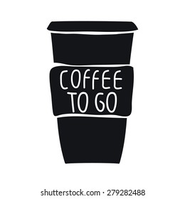 Coffee to go badge hand draw. Vector