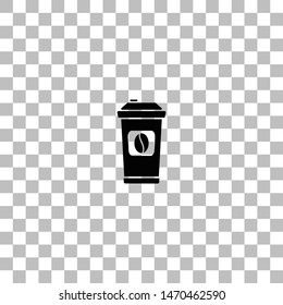 Coffee to go. Black flat icon on a transparent background. Pictogram for your project