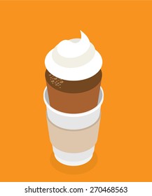 coffee to go - Cappuccino. Modern 3d flat design isometric concept. Vector illustration.