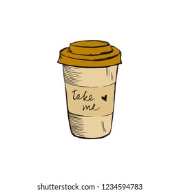 Coffee to go color sketch vector