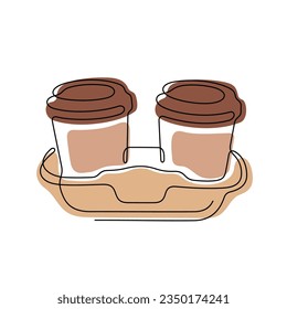 Kaffee zum durchgehenden gehen, farbige Vektorgrafik