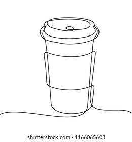 Coffee To Go. Continuous Line Sketch