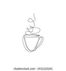 Coffee to go. Continuous line sketch. vector illustration