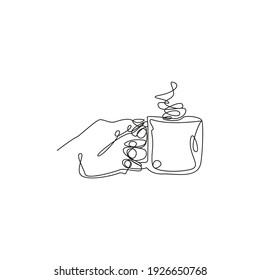 Coffee to go. Continuous line sketch. vector illustration