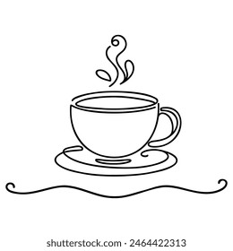 Coffee to go. Cup of coffee Continuous one line drawing. Line sketch vector illustration