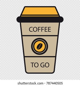 Coffee To Go Cup - Editable Vector Illustration - Transparent Background