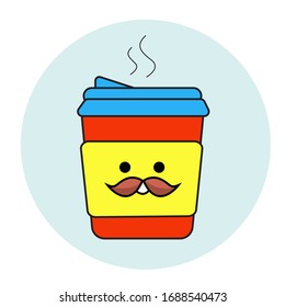 Coffee to go. Coffee cup icon on a white background. Cute vector illustration in flat design style.