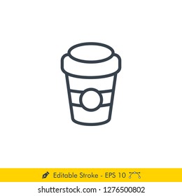 Coffee To Go Cup Icon / Vector - In Line / Stroke Design