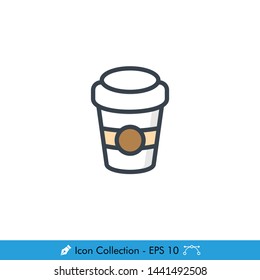 Coffee To Go Cup Icon / Vector - In Color Design