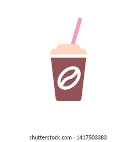 Coffee in a to go Cup with lid and straw icon