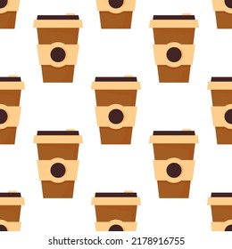 Coffee to go cup seamless pattern
