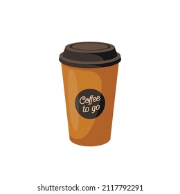 Coffee to go cup. Vector illustration cartoon flat icon isolated on white background.