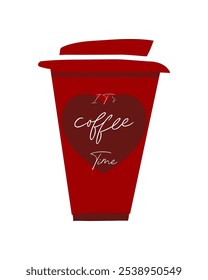 Coffee to go cup. Vector illustration of red take away cup isolated on white background