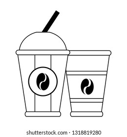 Coffee to go cups isolated in black and white