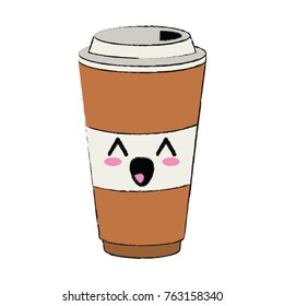 Coffee to go cute kawaii cartoon