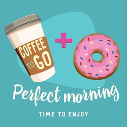 Coffee To Go And Donut. Breakfast, Poster