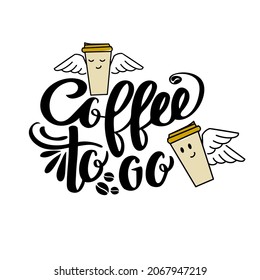 Coffee to go. Doodle style icon