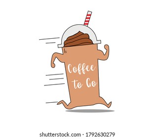 Coffee to go emblems or Take away coffee labels for cafe advertising prints posters t-shirt design. Vector vintage illustration.