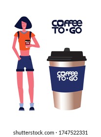 coffee to go. girl drinking coffee.a cup of coffee. young beautiful girl. 