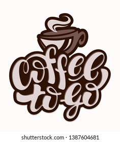Coffee to go - hand drawn doodle lettering label design template banner