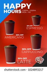 Coffee to Go Happy Hours Discount Poster