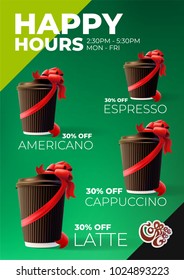 Coffee to Go Happy Hours Discount Poster