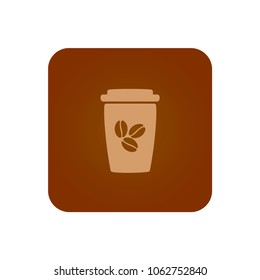 Coffee to go icon in a brown square