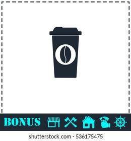 Coffee to go icon flat. Simple vector symbol and bonus icon