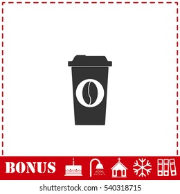 Coffee to go icon flat. Simple vector symbol and bonus icon