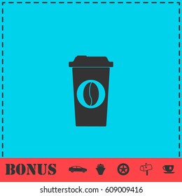 Coffee to go icon flat. Simple vector symbol and bonus icon