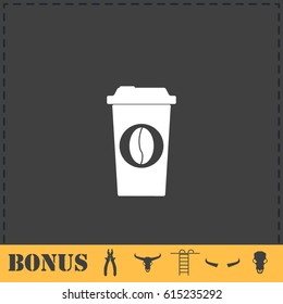 Coffee to go icon flat. Simple vector symbol and bonus icon