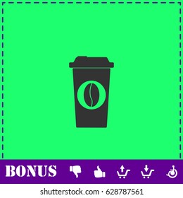 Coffee to go icon flat. Simple vector symbol and bonus icon