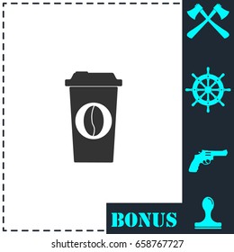 Coffee to go icon flat. Simple vector symbol and bonus icon