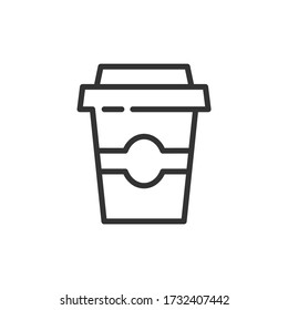 Coffee to go icon or logo in modern line style. Vector Illustration.