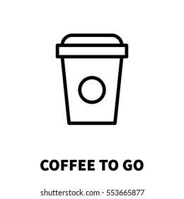 Coffee to go icon or logo in modern line style. High quality black outline pictogram for web site design and mobile apps. Vector illustration on a white background.