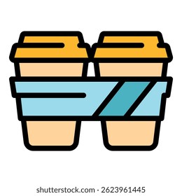 Icono de café para ir. Esquema de café para ir Vector icono de color plano aislado