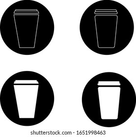 Coffee to go icon set. Take away coffee logotype on white background.  Vector vintage illustration.
