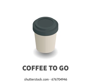Coffee to Go icon, vector symbol in isometric 3D style isolated on white background.
