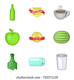 Coffee to go icons set. Cartoon set of 9 coffee to go vector icons for web isolated on white background