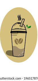 Coffee to go illustration.  Plastic or paper cup large to take out.