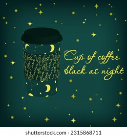 Coffee to go illustration, stars pattern mock up image