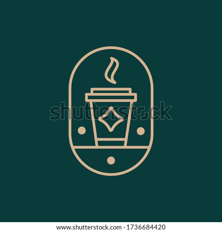 Coffee to go logo. Hot coffee logo. coffee shop illustration design elements vector. Minimalistic logo made of lines. 