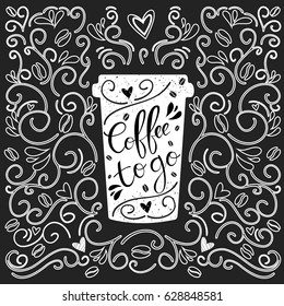 Coffee to go on the blackboard