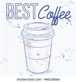 Coffee to go on a notebook page
