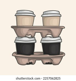 Coffee to go. A paper coffee cup in a holder