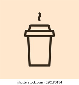 Coffee To Go Paper Cup Minimalistic Flat Line Outline Stroke Icon Pictogram Symbol 